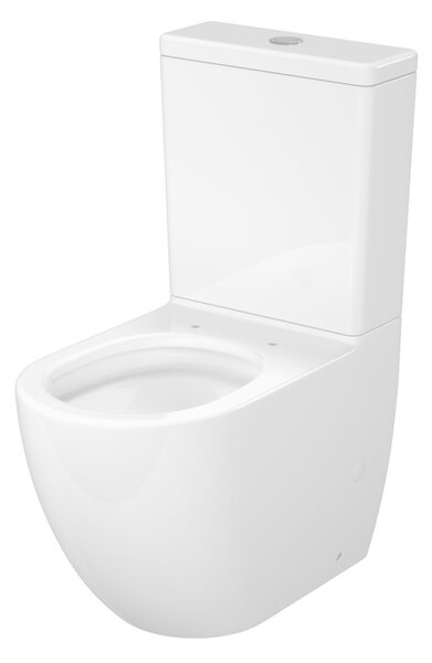 Cersanit Remo Oval, oválné kompaktní wc s WC sedátkem, vířivé splachování, bílá lesklá, K3030-001