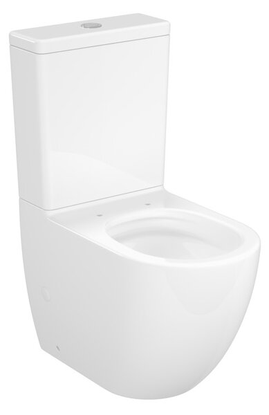 Cersanit Remo Oval, oválné kompaktní wc s WC sedátkem, vířivé splachování, bílá lesklá, K3030-001