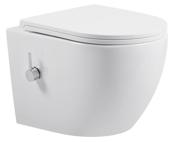 Erga Lily, závěsná WC mísa s funkcí bidetu + toaletní sedátko, bílá lesklá, ERG-V03-LILY-RIM-BID-WH