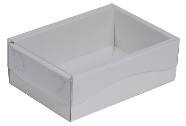 Dárková krabička s průhledným víkem 150x100x50/35 mm, bílá