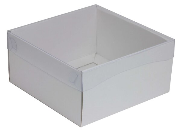 Dárková krabička s průhledným víkem 200x200x100/35 mm, bílá