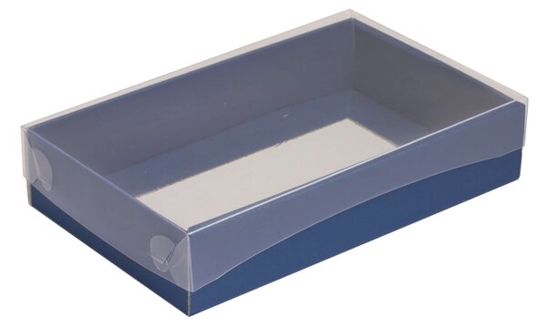 Dárková krabička s průhledným víkem 250x150x50/35 mm, modrá