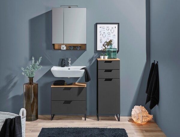 MIDI SKŘÍŇKA, černá, barvy dubu, 38/106/32 cm home24 - Koupelnové série, Online Only