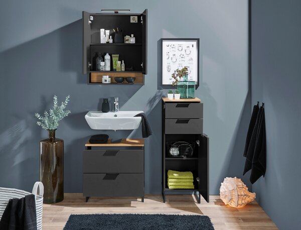 MIDI SKŘÍŇKA, černá, barvy dubu, 38/106/32 cm home24 - Koupelnové série, Online Only