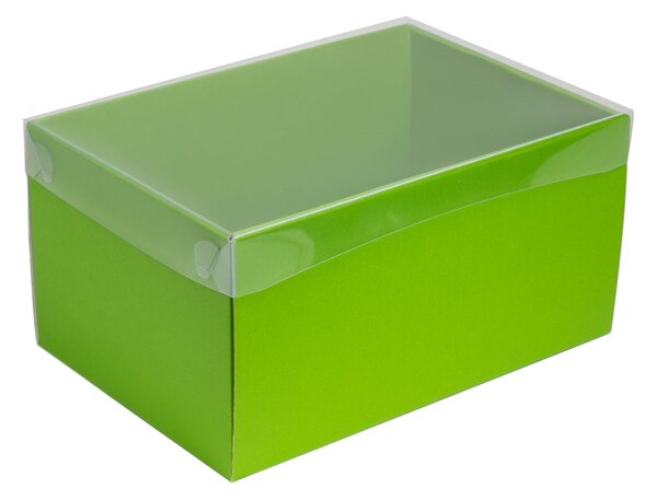 Dárková krabice s průhledným víkem 300x200x150/35 mm, zelená