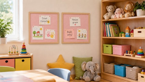 Textilní (plstěná) tabule 40 × 40 cm, růžová, v lakovaném dřevěném rámu, TFPINK44P