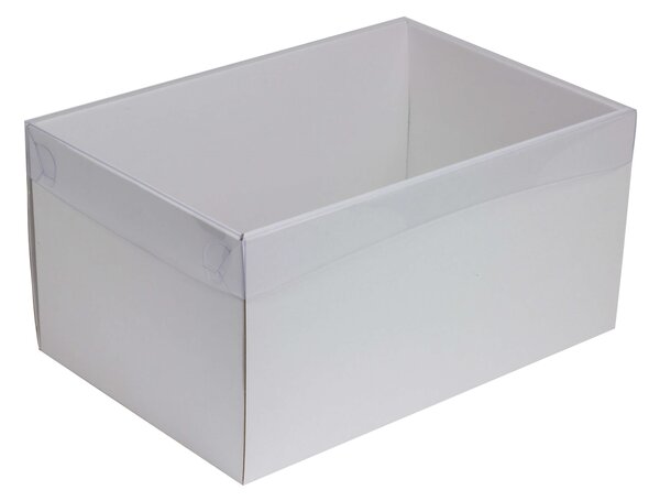 Dárková krabice s průhledným víkem 300x200x150/35 mm, bílá