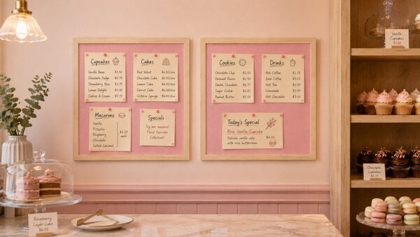 Textilní (plstěná) tabule 40 × 40 cm, růžová, v lakovaném dřevěném rámu, TFPINK44P