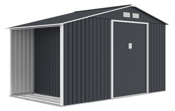 Skagen kovový domek na nářadí s kůlnou na dřevo 3,4 x 1,9 m Store Boss antracitový