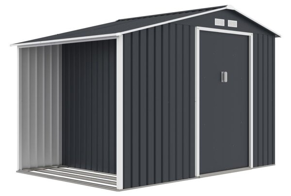 Skagen kovový domek na nářadí s kůlnou na dřevo 2,8 x 1,9 m Store Boss antracitový