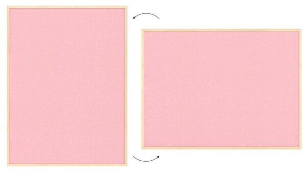 Textilní (plstěná) tabule 120 × 90 cm, růžová, v lakovaném dřevěném rámu, TFPINK129P
