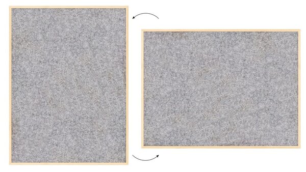 Textilní (plstěná) tabule 120 × 90 cm, světlé šedá, v lakovaném dřevěném rámu, TFLIGHTG129G