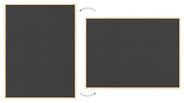Textilní (plstěná) tabule 120 × 90 cm, šedá, v lakovaném dřevěném rámu, TFGREY129G