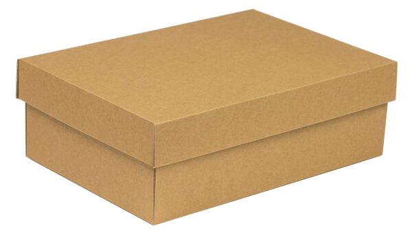 Úložná/dárková krabice s víkem 300x200x100/40 mm, hnědá - kraftová