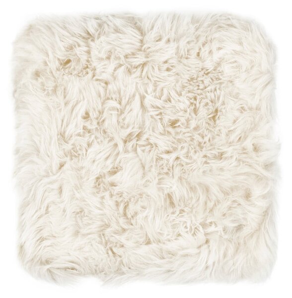 Bílý podsedák z ovčí kožešiny na jídelní židli Royal Dream Zealand, 40 x 40 cm