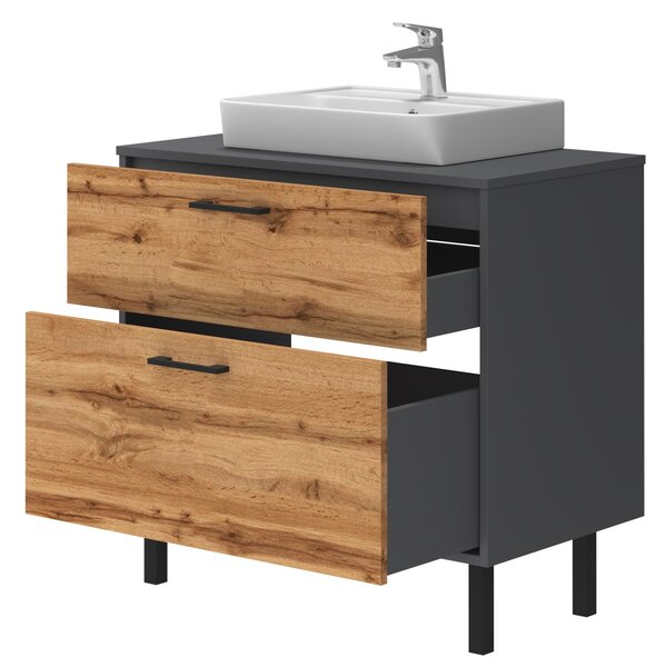 Lavedo Afina Neon Grey/Wotan Oak 80 koupelnová skříňka s umyvadlem