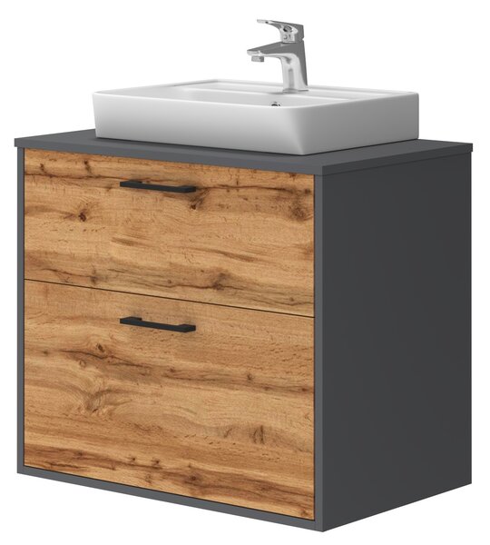 Lavedo Afina Neon Grey/Wotan Oak 70 koupelnová skříňka s umyvadlem