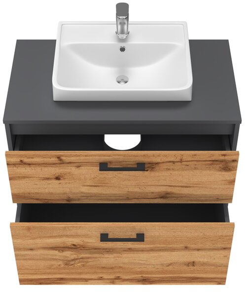 Lavedo Afina Neon Grey/Wotan Oak 80 koupelnová skříňka s umyvadlem