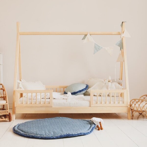 Dětská postel Tipi DUO se zábranou - II. Velikost spací plochy: 120x60, Barva: přírodní dřevo