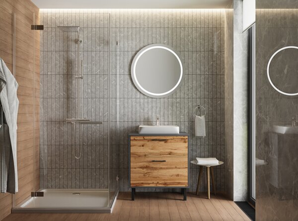 Lavedo Afina Neon Grey/Wotan Oak 70 koupelnová skříňka s umyvadlem