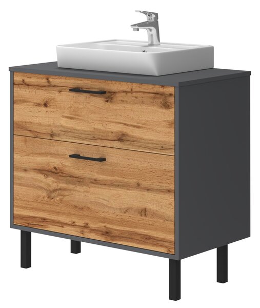 Lavedo Afina Neon Grey/Wotan Oak 80 koupelnová skříňka s umyvadlem