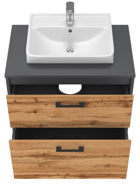 Lavedo Afina Neon Grey/Wotan Oak 70 koupelnová skříňka s umyvadlem