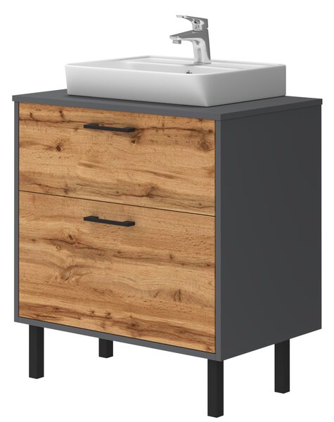 Lavedo Afina Neon Grey/Wotan Oak 70 koupelnová skříňka s umyvadlem