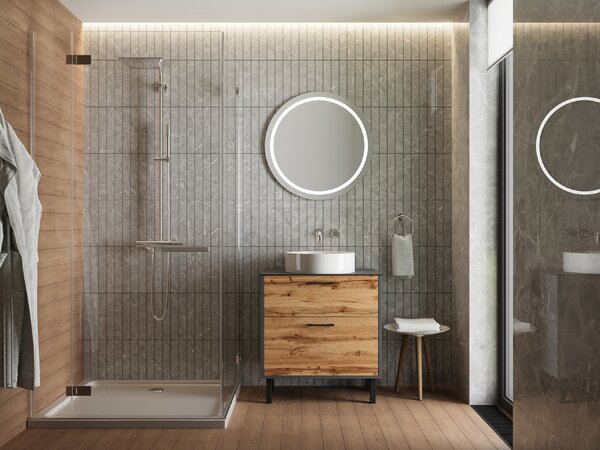 Lavedo Afina Grey/Wotan Oak 60 koupelnová skříňka s přípravou pro libovolné umyvadlo