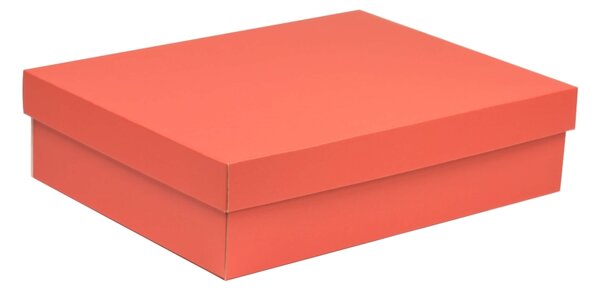 Úložná/dárková krabice s víkem 400x300x100/40 mm, korálová