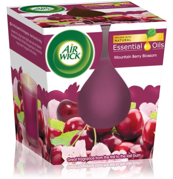 Air Wick Essential Oil Mountain Berry Blossom vonná svíčka 105 g