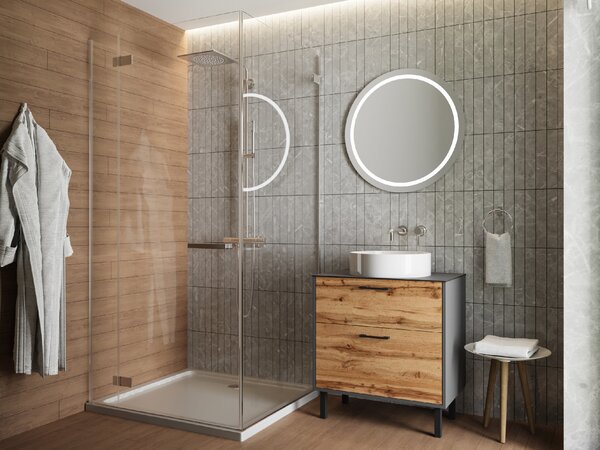 Lavedo Afina Grey/Wotan Oak 60 koupelnová skříňka s přípravou pro libovolné umyvadlo