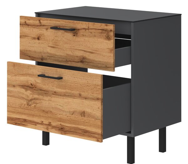 Lavedo Afina Grey/Wotan Oak 70 koupelnová skříňka s přípravou pro libovolné umyvadlo