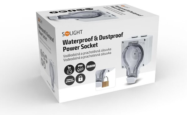 Solight zásuvka IP66, vodotěsná a prachotěsná 5B350