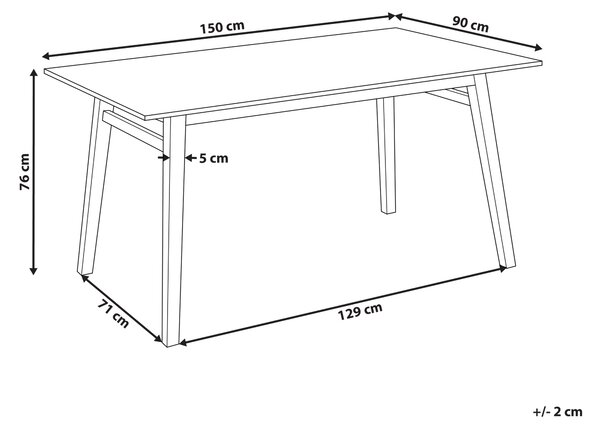 Jídelní stůl VARLEY Přírodní jasan 150 cm 90 cm
