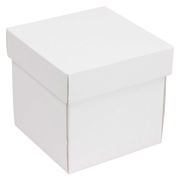 Dárková krabička s víkem 150x150x150/40 mm, bílá