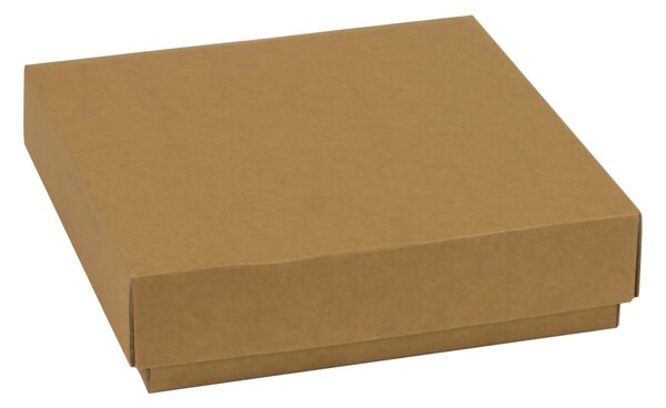 Dárková krabička s víkem 200x200x50/40 mm, hnědá - kraftová