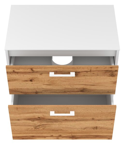 Lavedo Afina White/Wotan Oak 70 koupelnová skříňka s přípravou pro libovolné umyvadlo