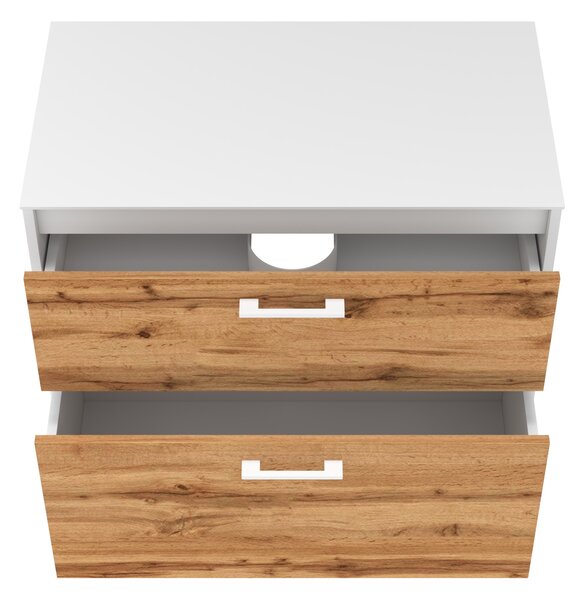 Lavedo Afina White/Wotan Oak 80 koupelnová skříňka s přípravou pro libovolné umyvadlo