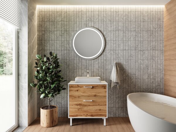 Lavedo Afina Neon White/Wotan Oak 70 koupelnová skříňka s umyvadlem