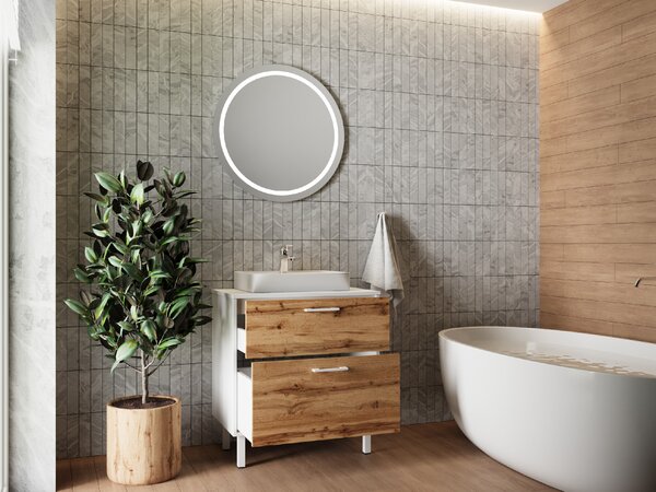 Lavedo Afina Neon White/Wotan Oak 70 koupelnová skříňka s umyvadlem