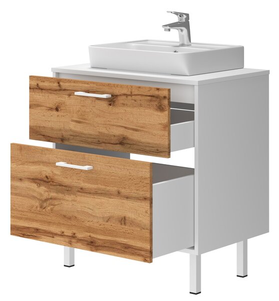 Lavedo Afina Neon White/Wotan Oak 70 koupelnová skříňka s umyvadlem