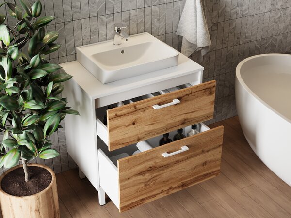 Lavedo Afina Neon White/Wotan Oak 70 koupelnová skříňka s umyvadlem