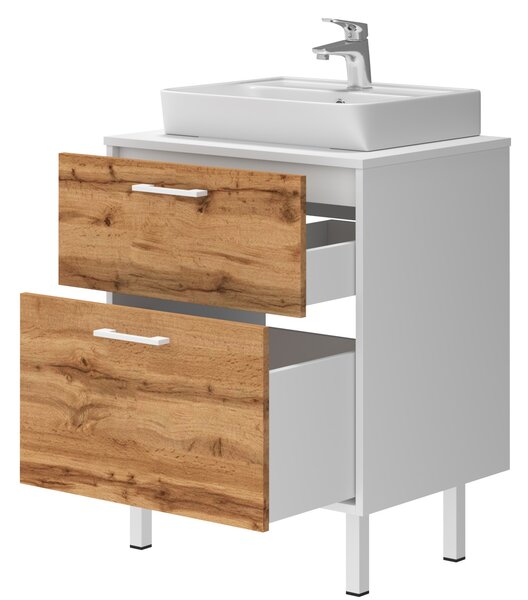 Lavedo Afina Neon White/Wotan Oak 60 koupelnová skříňka s umyvadlem