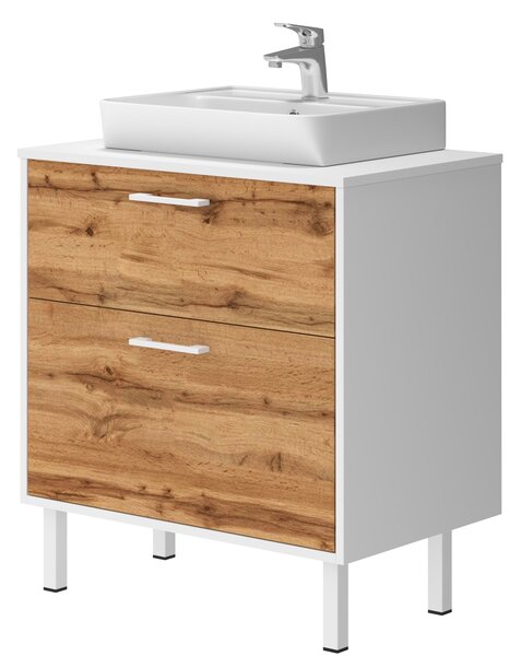 Lavedo Afina Neon White/Wotan Oak 70 koupelnová skříňka s umyvadlem