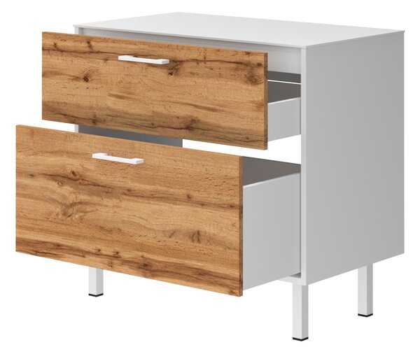 Lavedo Afina White/Wotan Oak 80 koupelnová skříňka s přípravou pro libovolné umyvadlo