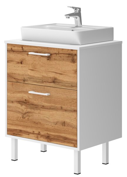 Lavedo Afina Neon White/Wotan Oak 60 koupelnová skříňka s umyvadlem