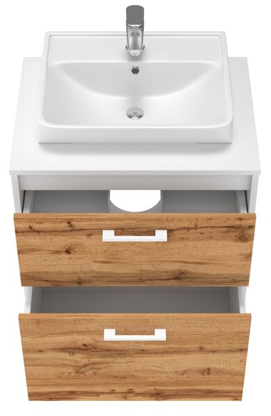 Lavedo Afina Neon White/Wotan Oak 60 koupelnová skříňka s umyvadlem