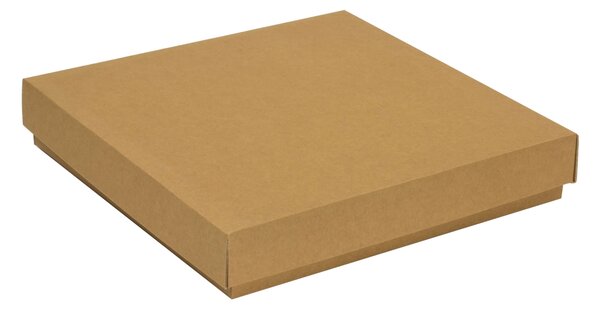 Úložná/dárková krabice s víkem 300x300x50/40 mm, hnědá - kraftová