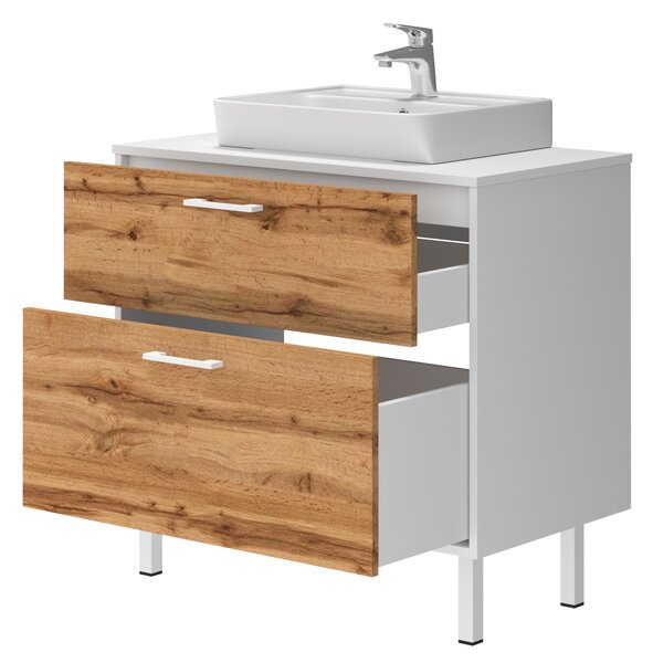 Lavedo Afina Neon White/Wotan Oak 80 koupelnová skříňka s umyvadlem