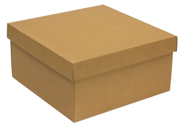 Úložná/dárková krabice s víkem 300x300x150/40 mm, hnědá - kraftová